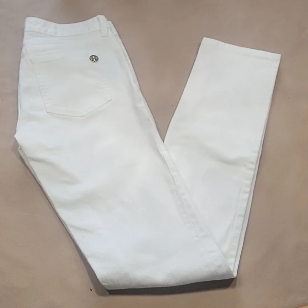 Tory Burch Size 26 White Super Skinny Jeans, Excellent Used Like New Condition